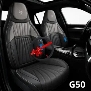 أغطية مقاعد السيارة G50 Caldo Sport بالأسود والرمادي مع غطاء للمقود