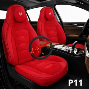 طقم أغطية مقاعد السيارة Caldo Sport P11 أحمر جلد وألكانتارا + غطاء مقود هدية مجانية