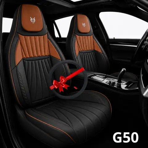 أغطية مقاعد السيارة G50 Caldo Sport بالأسود واللون التبغي مع غطاء للمقود