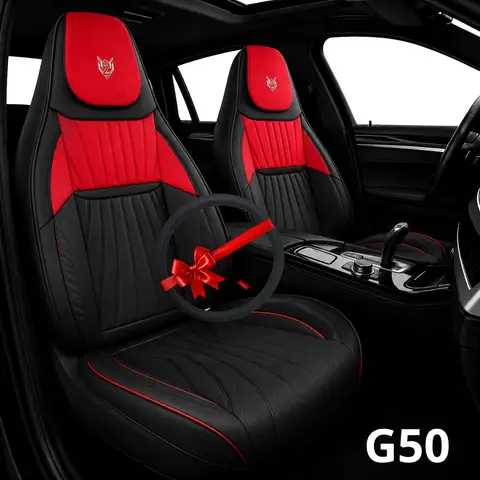 أغطية مقاعد السيارة Caldo Sport أسود وأحمر مع غطاء للمقود – G50
