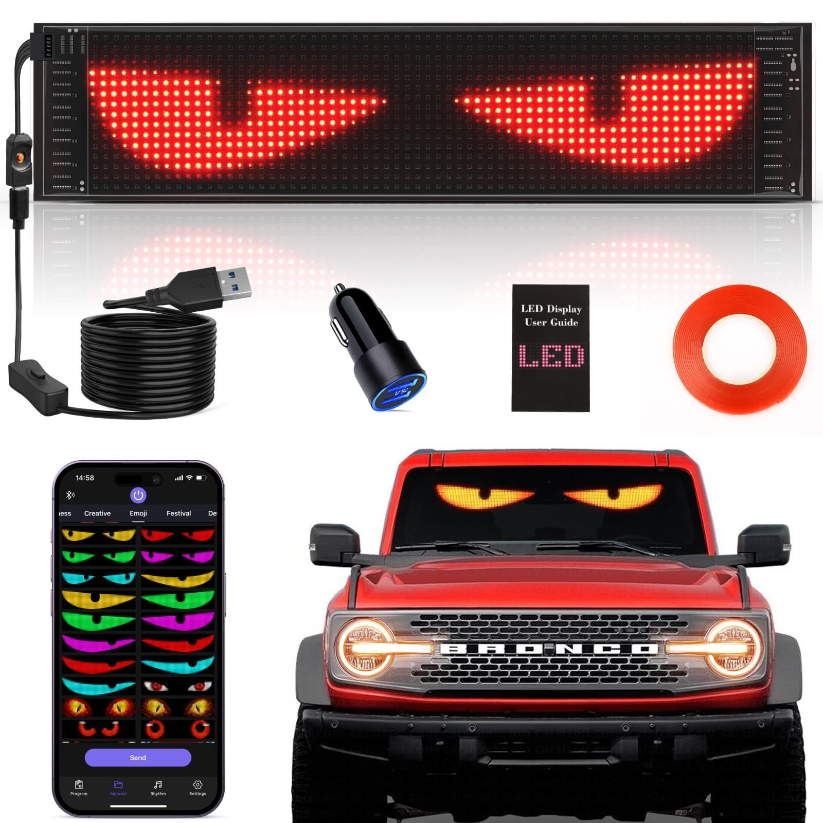 شريط إضاءة عين LED للسيارة – صورة توضيحية جديدة